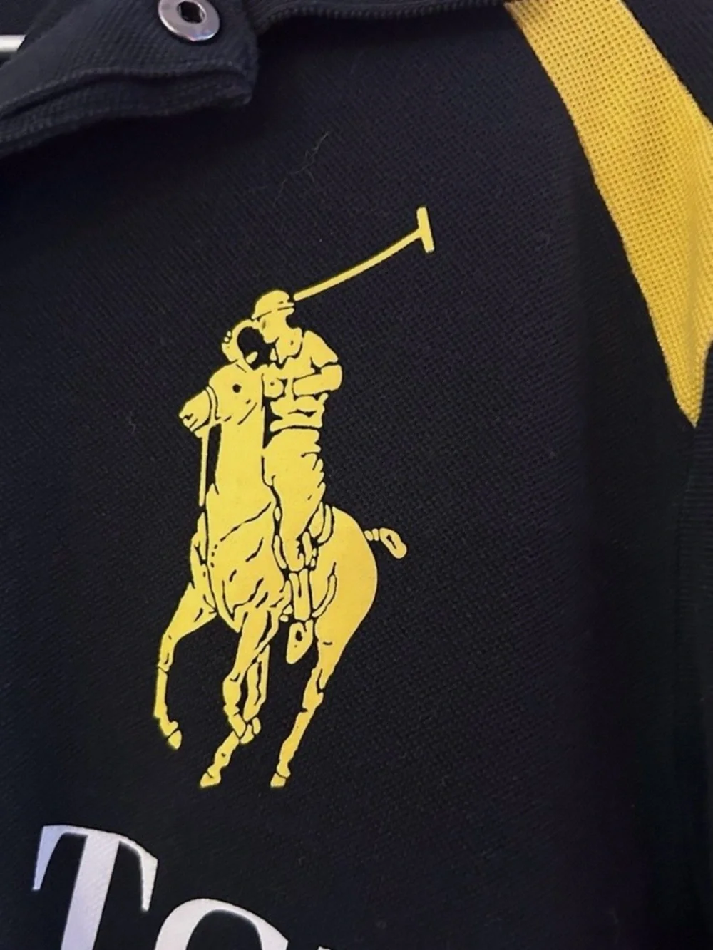 POLO Ralph Lauren Black Watch Polo Team Colorblock Custom Fit, black and yellow